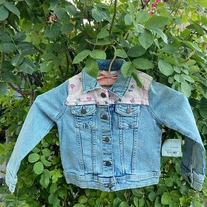 Okie Dokie Baby Girls Floral Detail Denim Jean Jacket